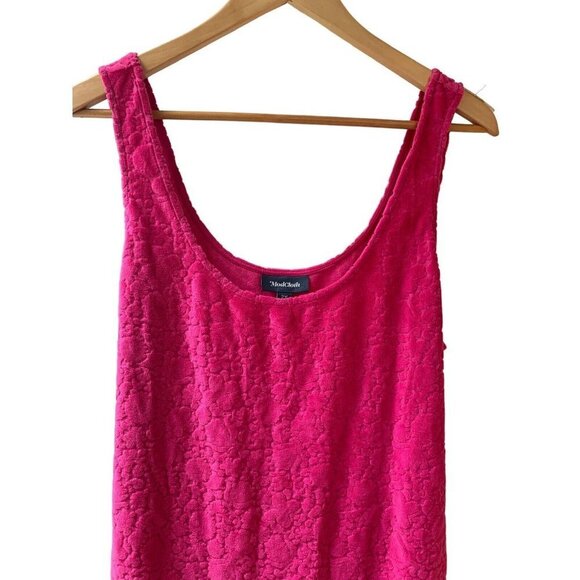 ModCloth Women's Hot Pink Burnout Terry Cloth Tank Bodysuit Attached Sash 2X - Picture 5 of 7